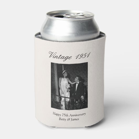75th Wedding Anniversary Party Favor Custom Photo 缶クーラー (缶正面)
