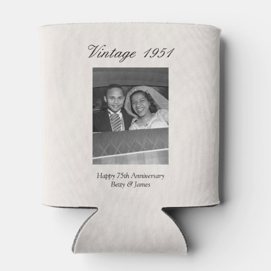 75th Wedding Anniversary Party Favor Custom Photo 缶クーラー (裏面)
