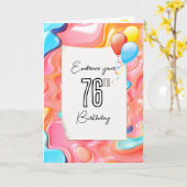 76サイケデリック誕生日の3D抽象芸術 カード (黄色い花)