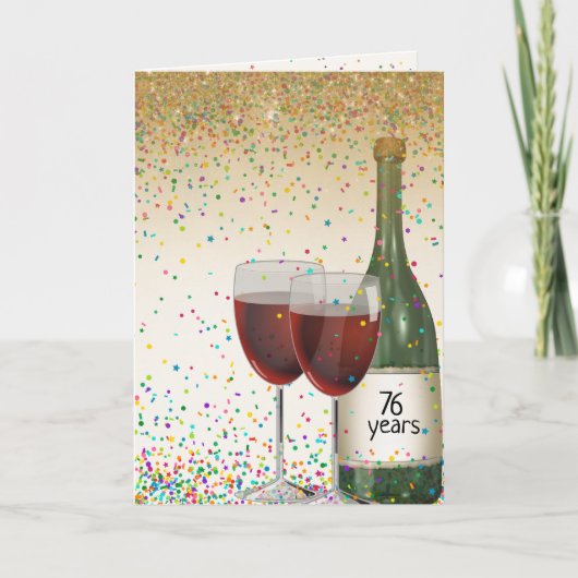 76周年おめでとう ワイン カード (正面)