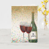 76周年おめでとう ワイン カード (黄色い花)