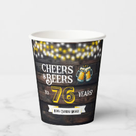 76年分の乾杯とビールな田舎風誕生日 紙コップ