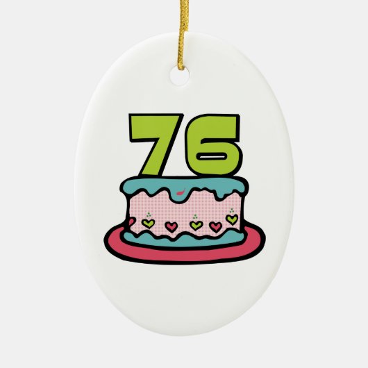 76歳お誕生日ケーキ セラミックオーナメント (正面)