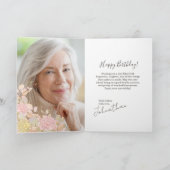76歳のお誕生日おめでとう フラワーフォトパーソナライズド カード (内部)