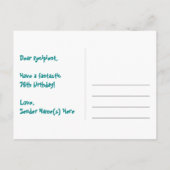 76歳の誕生日おめでとう：楽しいハート柄、虹76 ポストカード (裏面)