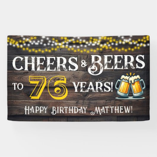 76歳の誕生日パーティーバナーを祝して乾杯とビール 横断幕 (横)