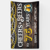 76歳の誕生日パーティーバナーを祝して乾杯とビール 横断幕 (縦)