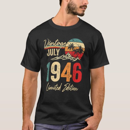 76歳ヴィンテージ1946年7月76誕生日 Tシャツ (正面)