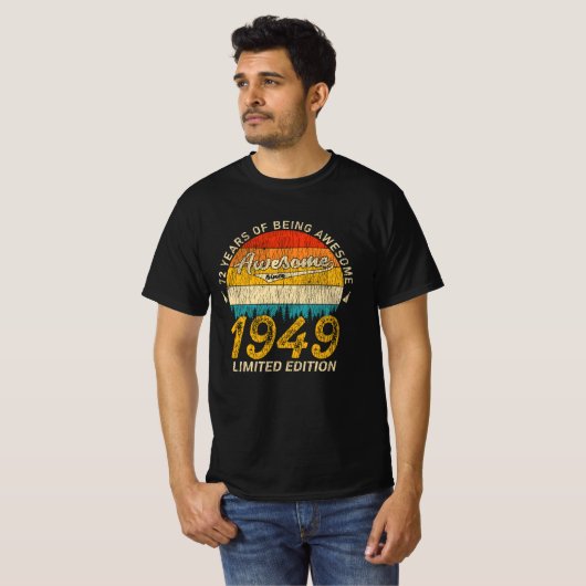 76歳1949レトロ76素晴らし番目の誕生日ギフト Tシャツ (正面フル)