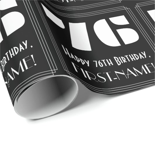 76番目の誕生日:インスパイアアールデコ「76番目」と名前 ラッピングペーパー (ロールコーナー)