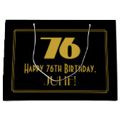 76番目の誕生日—インスパイアアールデコ「76」の外観と名前 ラージペーパーバッグ (正面)