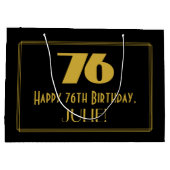 76番目の誕生日—インスパイアアールデコ「76」の外観と名前 ラージペーパーバッグ (裏面)