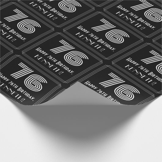 76番目の誕生日:インスパイアアールデコ「76」を見る/名前 ラッピングペーパー (角)