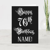 76番目の誕生日: ファンシー、スクリプエレガントト+名前をカスタムする カード (正面)