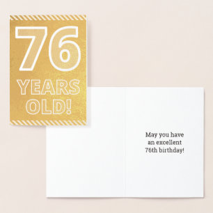 76誕生日はっきりした:「76歳！」 ゴールドフォイルカード 箔カード