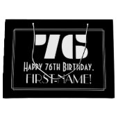 76誕生日インスパイア～アールデコルック"76" +名前 ラージペーパーバッグ (正面)