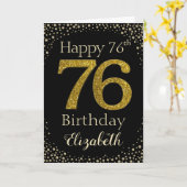 76誕生日ゴールデングリッターカード カード (黄色い花)