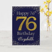 76誕生日ゴールデングリッターカード カード (黄色い花)