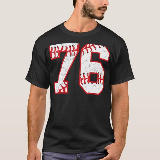 76誕生日野球テーマデイパーティーお祝い Tシャツ (正面)