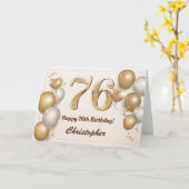 76誕生日金ゴールドバルーンと紙吹雪誕生日 カード (黄色い花)