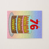 76誕生日:おもしろいケーキとキャンドル+名前をカスタムする ジグソーパズル (横)