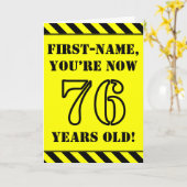 76誕生日:おもしろいステンシルスタイル文字、名前をカスタムする カード (黄色い花)