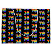 76誕生日:おもしろいレインボーイベント第76パターン ラージペーパーバッグ (裏面)
