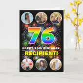 76誕生日:おもしろいレインボー#,名前をカスタムする&写真 カード (黄色い花)