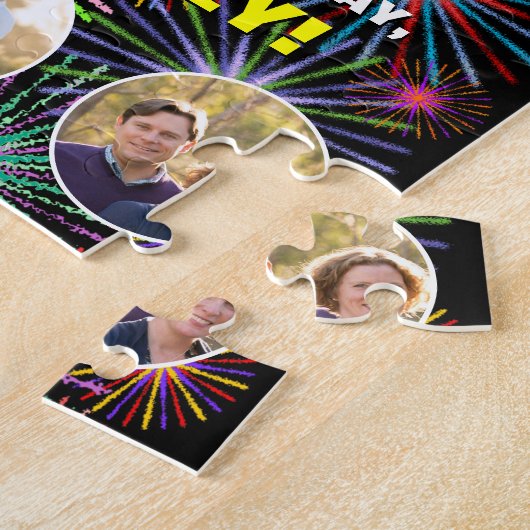 76誕生日:おもしろいレインボー#,名前をカスタムする+写真 ジグソーパズル (側面)