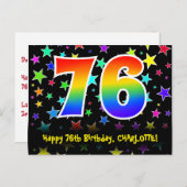 76誕生日:おもしろい星パターン,虹76,名前 ポストカード (正面/裏面)