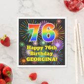 76誕生日:おもしろい花火パターン+虹76 スタンダードランチョンナプキン (インサイチュ)