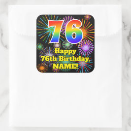 76誕生日:おもしろい花火ルック、虹# 76 スクエアシール