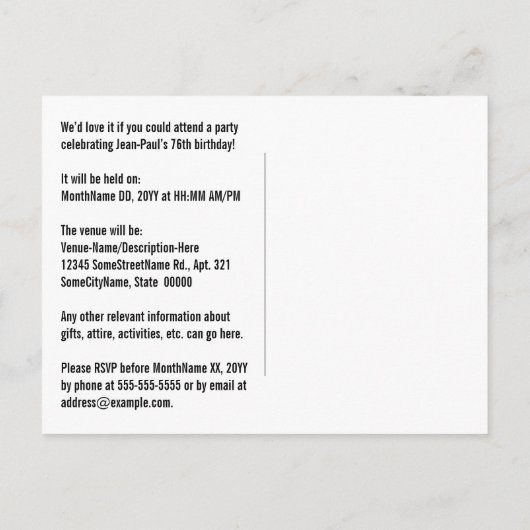 76誕生日-おもしろい花火、レインボールック"76" ポストカード (裏面)