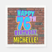 76誕生日～おもしろい、アーバングラフィティインスパイアルック スタンダードランチョンナプキン (正面)