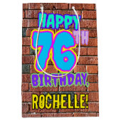 76誕生日:おもしろい、アーバングラフィティインスパイアルック ミディアムペーパーバッグ (正面)