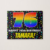 76誕生日:おもしろい、カラフル星野パターン ジグソーパズル (横)