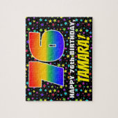 76誕生日:おもしろい、カラフル星野パターン ジグソーパズル (縦)