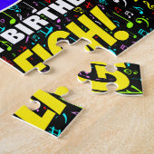 76誕生日:おもしろい、カラフル音楽シンボル、「76」 ジグソーパズル (側面)