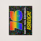 76誕生日:おもしろい、カラフル音楽シンボル、「76」 ジグソーパズル (縦)