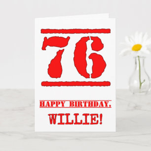 76誕生日:おもしろい、赤ゴムスタンプルックインスパイアス カード