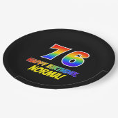 76誕生日:はっきりした,おもしろい,シンプル虹， 76 ペーパープレート (アングル)