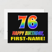 76誕生日:はっきりした,おもしろい,シンプル虹, 76 ポストカード (正面/裏面)