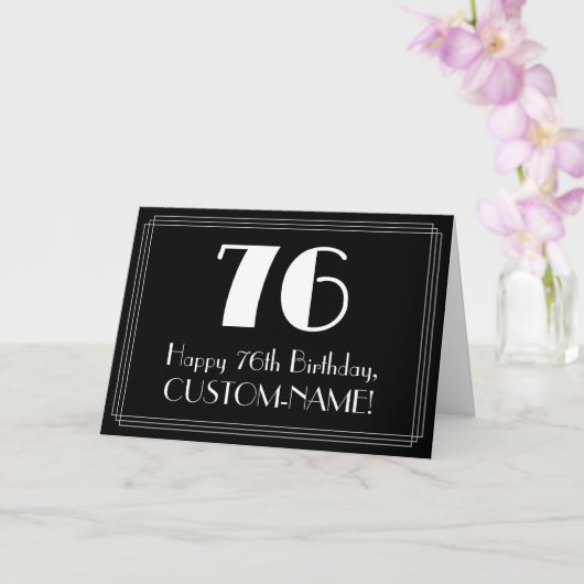 76誕生日~アールデコ見るインスパイア"76",名前 カード (蘭)