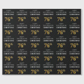 76誕生日:エレガント、ブラック、フェイク金ゴールド ラッピングペーパー (フラット)