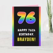76誕生日:カラフルレインボー# 76,名前をカスタムする カード (正面)