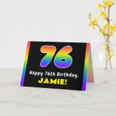76誕生日:カラフルレインボー# 76,名前をカスタムする カード (黄色い花)