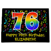 76誕生日-カラフル音楽シンボルRainbow 76 ラージペーパーバッグ (正面)