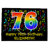 76誕生日-カラフル音楽シンボルRainbow 76 ラージペーパーバッグ (裏面)