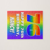 76誕生日: カラフル、おもしろいレインボーパターン# 76 ジグソーパズル (横)