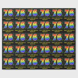 76誕生日:カラフルMusic Symbols, Rainbow 76 ラッピングペーパー